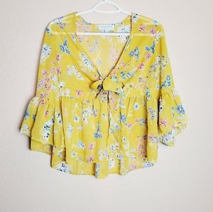 Dainty floral self tie kimono